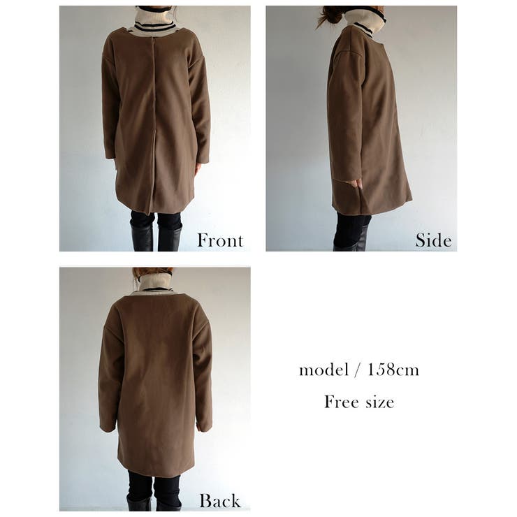 ノーカラーコクーンコート Rashik アウター | BUYSENSE | 詳細画像4 