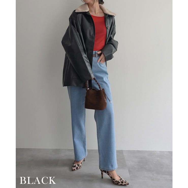 ボア襟付きフェイクレザーカバーオール Rashik アウター | BUYSENSE | 詳細画像9 