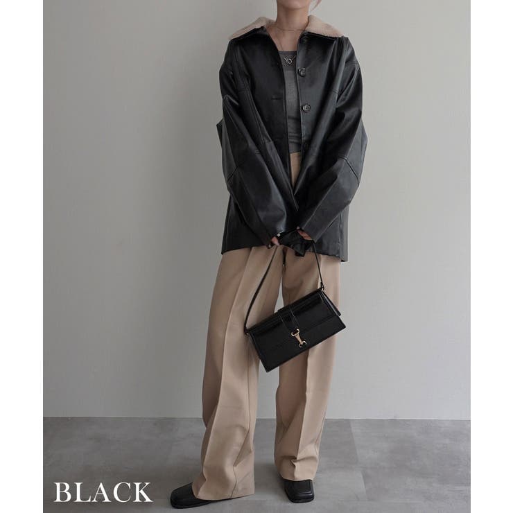 ボア襟付きフェイクレザーカバーオール Rashik アウター | BUYSENSE | 詳細画像12 