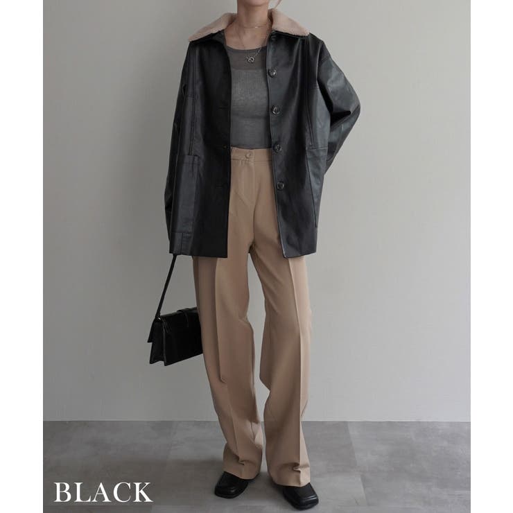 ボア襟付きフェイクレザーカバーオール Rashik アウター | BUYSENSE | 詳細画像14 