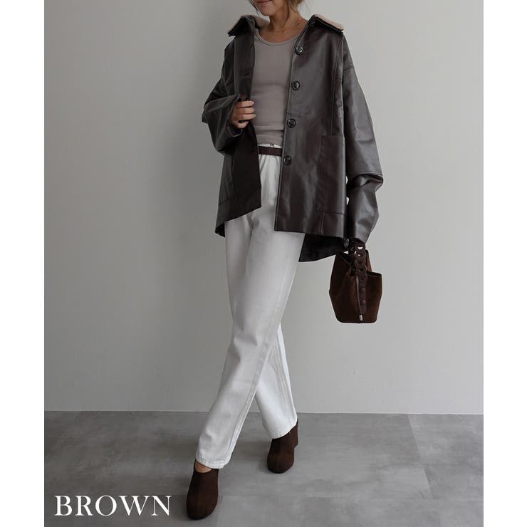 ボア襟付きフェイクレザーカバーオール Rashik アウター | BUYSENSE | 詳細画像5 