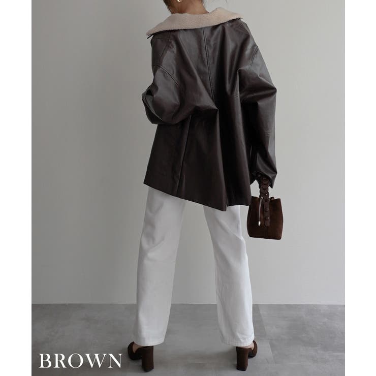 ボア襟付きフェイクレザーカバーオール Rashik アウター | BUYSENSE | 詳細画像6 