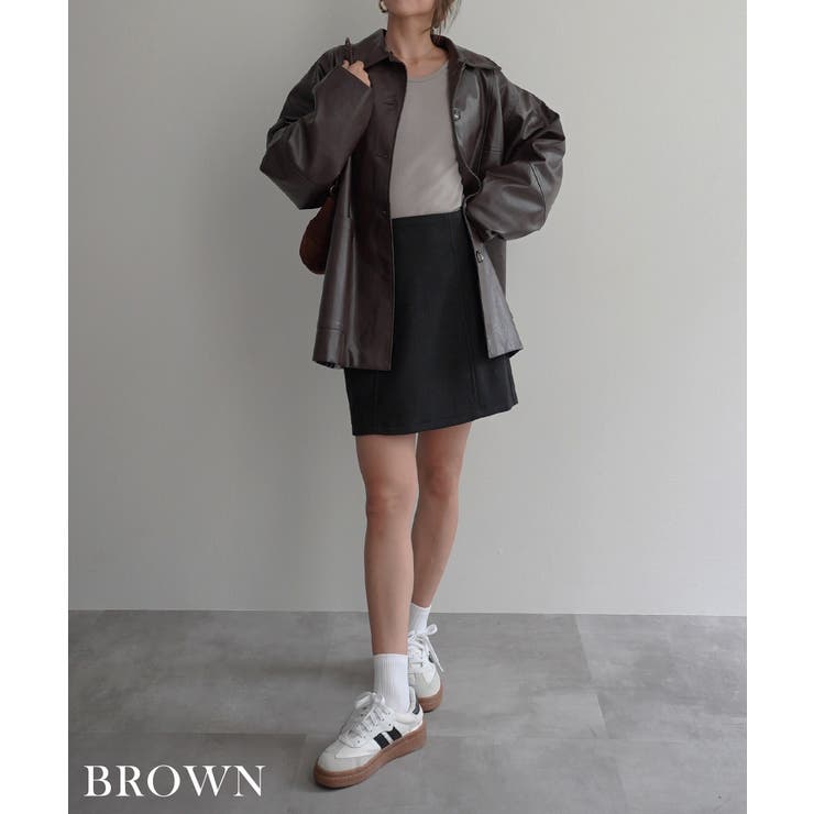 ボア襟付きフェイクレザーカバーオール Rashik アウター | BUYSENSE | 詳細画像7 