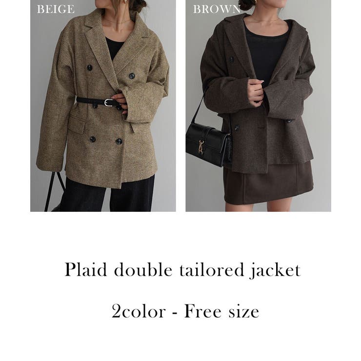 チェックダブルテーラードジャケットRashik アウター 大人カジュアル | BUYSENSE | 詳細画像2 