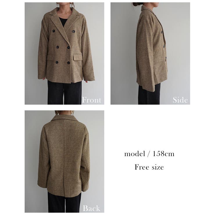 チェックダブルテーラードジャケットRashik アウター 大人カジュアル | BUYSENSE | 詳細画像4 