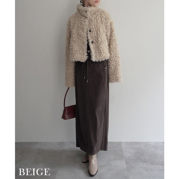 ベージュ | プードルファースタンドカラーブルゾン Rashik アウター | BUYSENSE