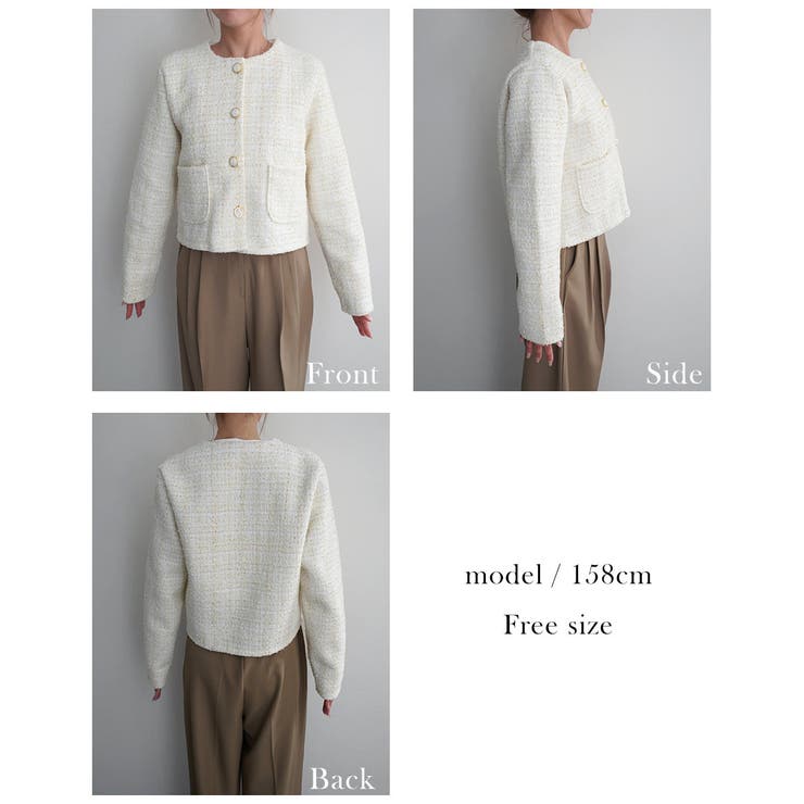 ラメ混ツイードジャケット Rashik アウター | BUYSENSE | 詳細画像4 