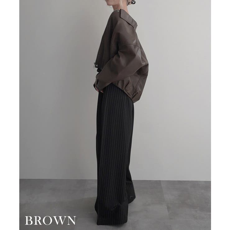 サイドラインレザーライクブルゾンRashik アウター 大人カジュアル | BUYSENSE | 詳細画像14 