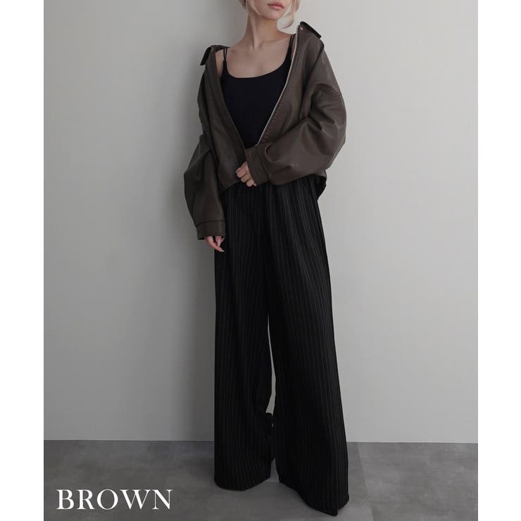 サイドラインレザーライクブルゾンRashik アウター 大人カジュアル | BUYSENSE | 詳細画像15 