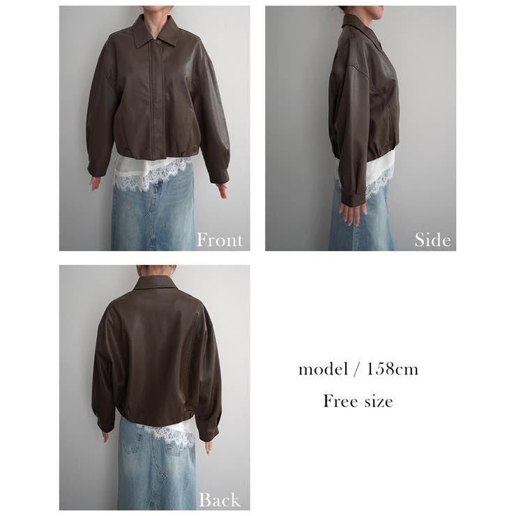 サイドラインレザーライクブルゾンRashik アウター 大人カジュアル | BUYSENSE | 詳細画像4 