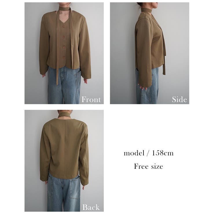 チョーカータイ付きジャケットRashik アウター 大人カジュアル | BUYSENSE | 詳細画像4 