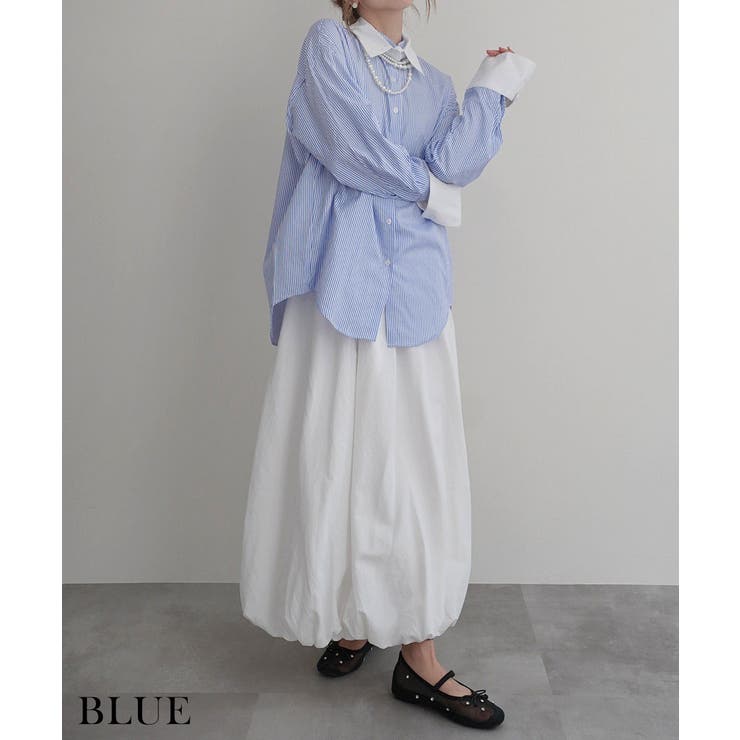 6（ロク）の「＜6(ROKU)＞STRIPE LONG CUFFS SHIRTS/ｼｬﾂ（シャツ
