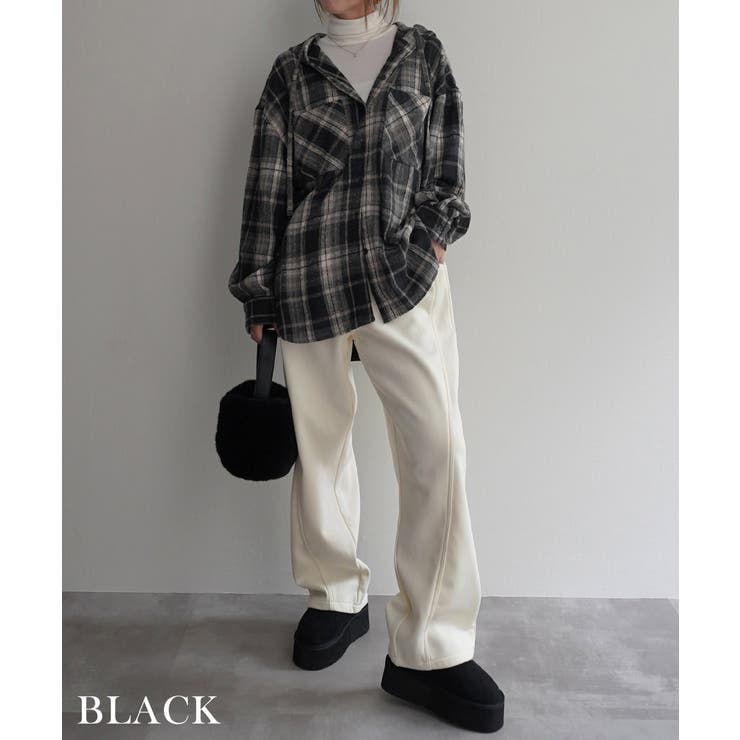 起毛チェックフードビッグシャツRashik シャツ 大人カジュアル | BUYSENSE | 詳細画像8 