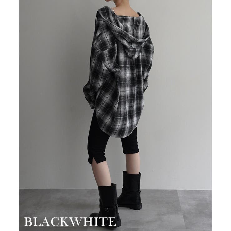 起毛チェックフードビッグシャツRashik シャツ 大人カジュアル | BUYSENSE | 詳細画像9 