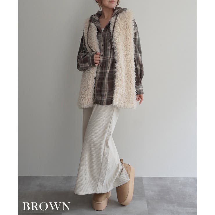 起毛チェックフードビッグシャツRashik シャツ 大人カジュアル | BUYSENSE | 詳細画像5 