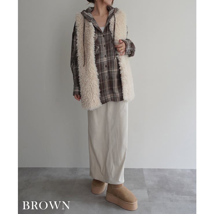 起毛チェックフードビッグシャツRashik シャツ 大人カジュアル | BUYSENSE | 詳細画像6 