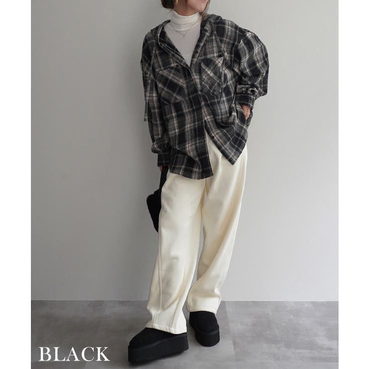 起毛チェックフードビッグシャツRashik シャツ 大人カジュアル | BUYSENSE | 詳細画像7 