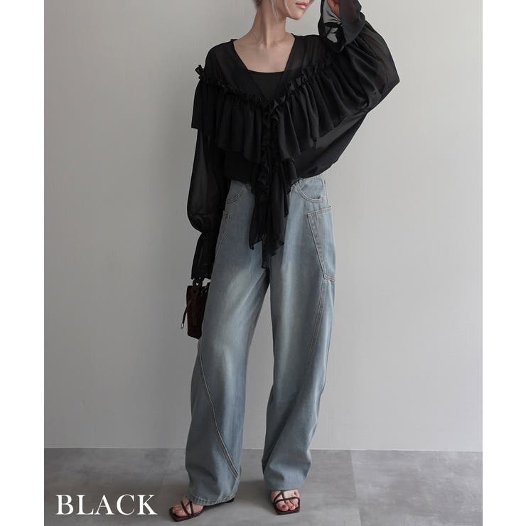 ラッフルフリルシアーブラウスRashik シャツ 大人カジュアル | BUYSENSE | 詳細画像12 