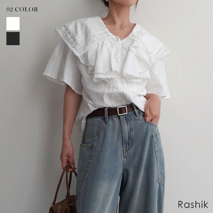ビッグカラーケープブラウスRashik シャツ 大人カジュアル | BUYSENSE | 詳細画像1 