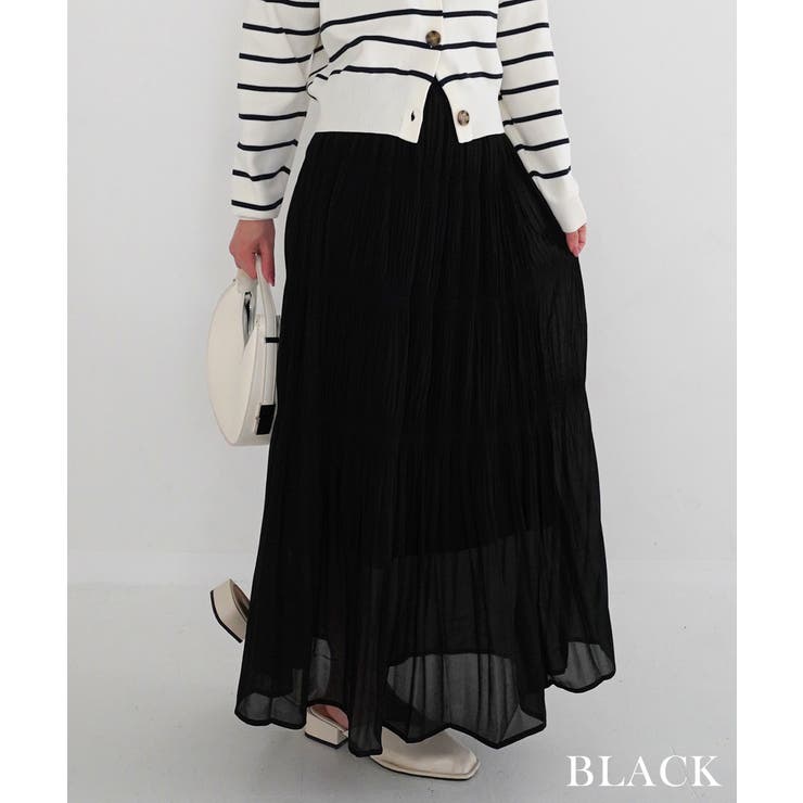 ブラック | シフォンプリーツスカート Rashik スカート | BUYSENSE