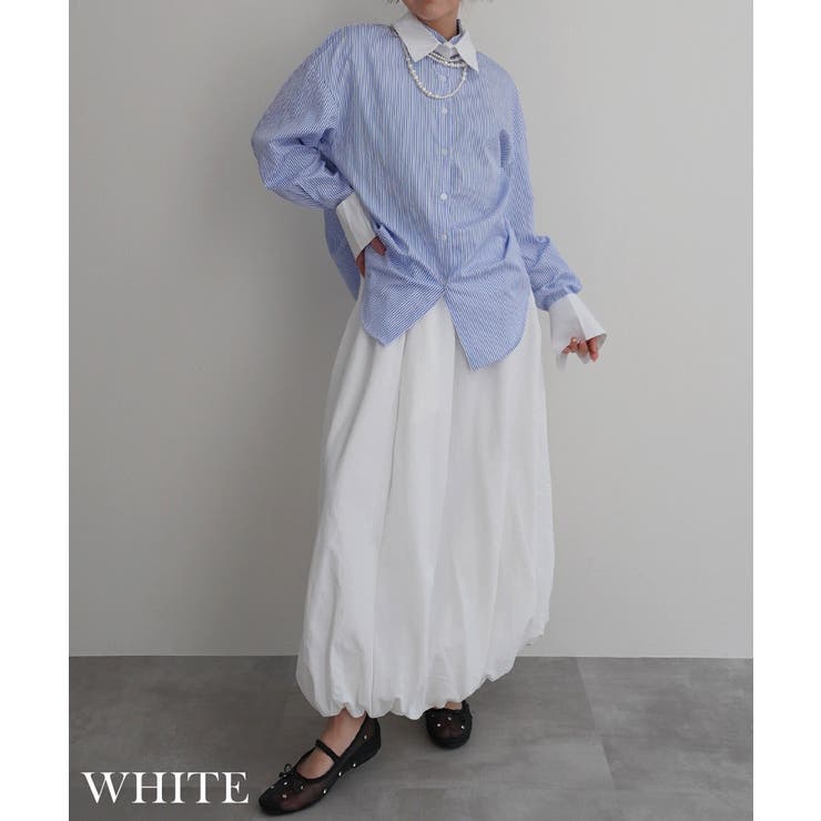 ホワイト | ナイロンバルーンスカートRashik スカート 大人カジュアル | BUYSENSE