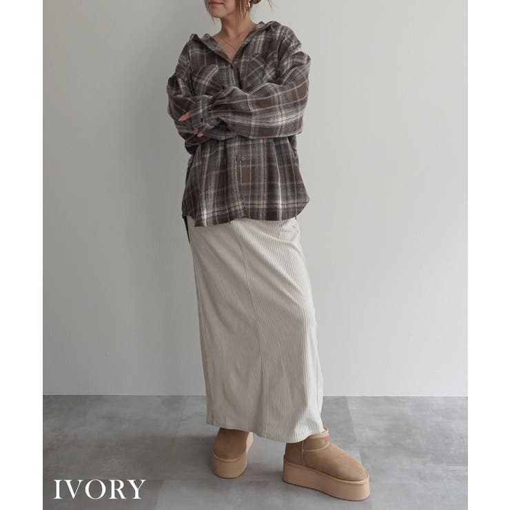 アイボリー | コーデュロイIラインスカートRashik スカート 大人カジュアル | BUYSENSE