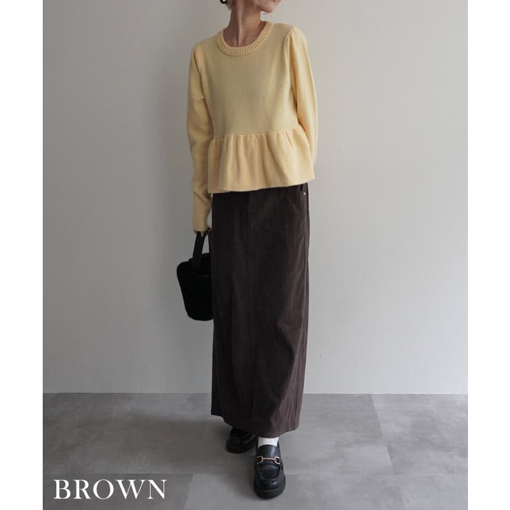 ブラウン | コーデュロイIラインスカートRashik スカート 大人カジュアル | BUYSENSE