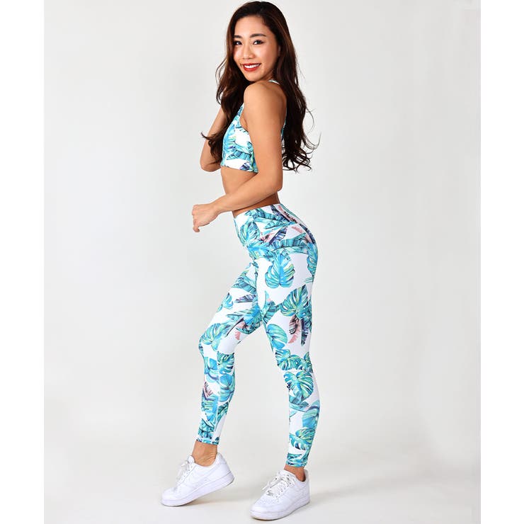 スポーツウェア ヨガウェア リーフDESIGN セットアップ[品番