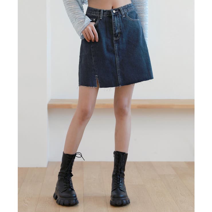 カットスリットポイントデニムスカート | by muni:r | 詳細画像12 