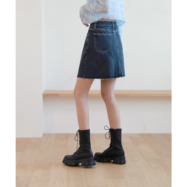 カットスリットポイントデニムスカート | by muni:r | 詳細画像2 
