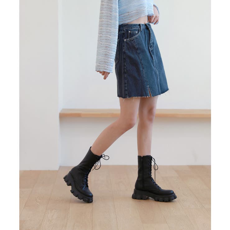 カットスリットポイントデニムスカート | by muni:r | 詳細画像5 