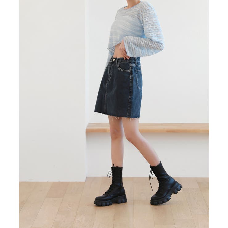 カットスリットポイントデニムスカート | by muni:r | 詳細画像7 