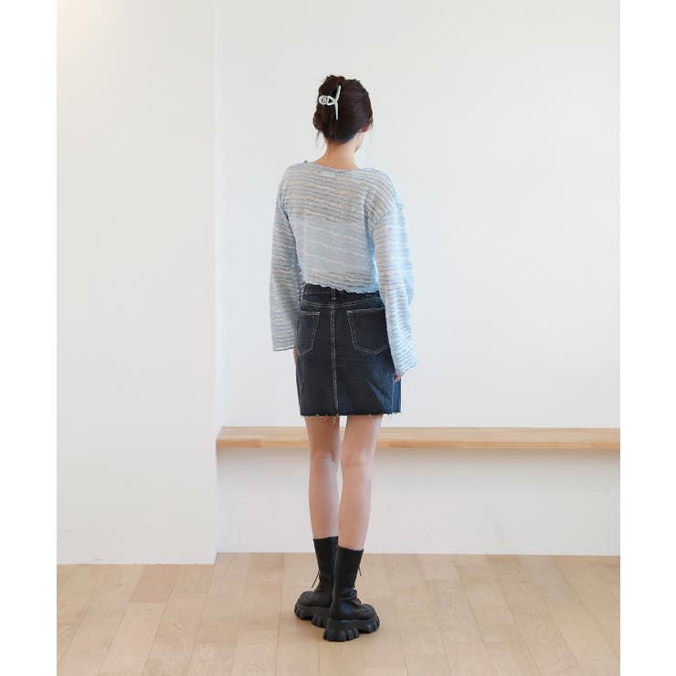 カットスリットポイントデニムスカート | by muni:r | 詳細画像8 