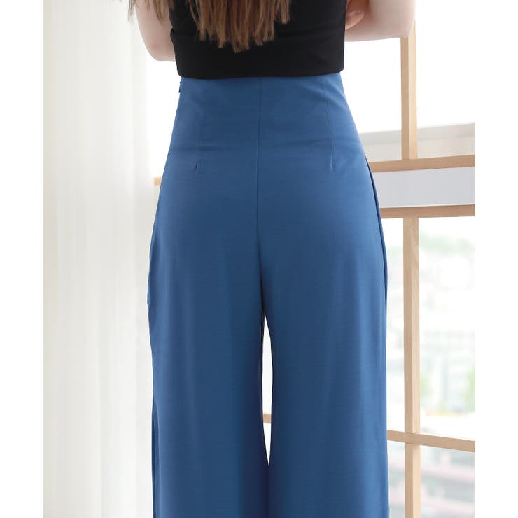 脚が長く見える ハイウエスト ピンタック スリット スラックス | by muni:r | 詳細画像14 