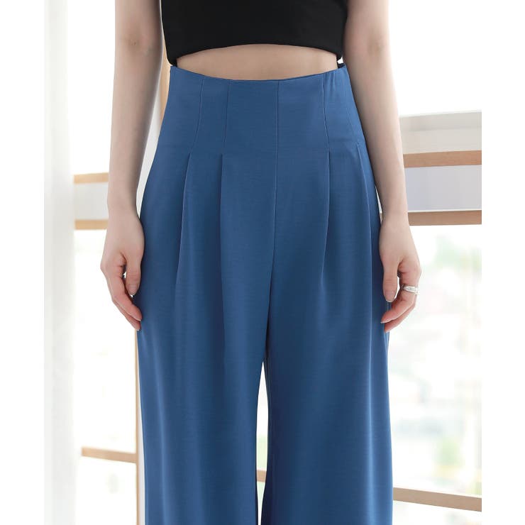 脚が長く見える ハイウエスト ピンタック スリット スラックス | by muni:r | 詳細画像16 