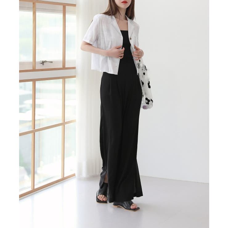 脚が長く見える ハイウエスト ピンタック スリット スラックス | by muni:r | 詳細画像4 