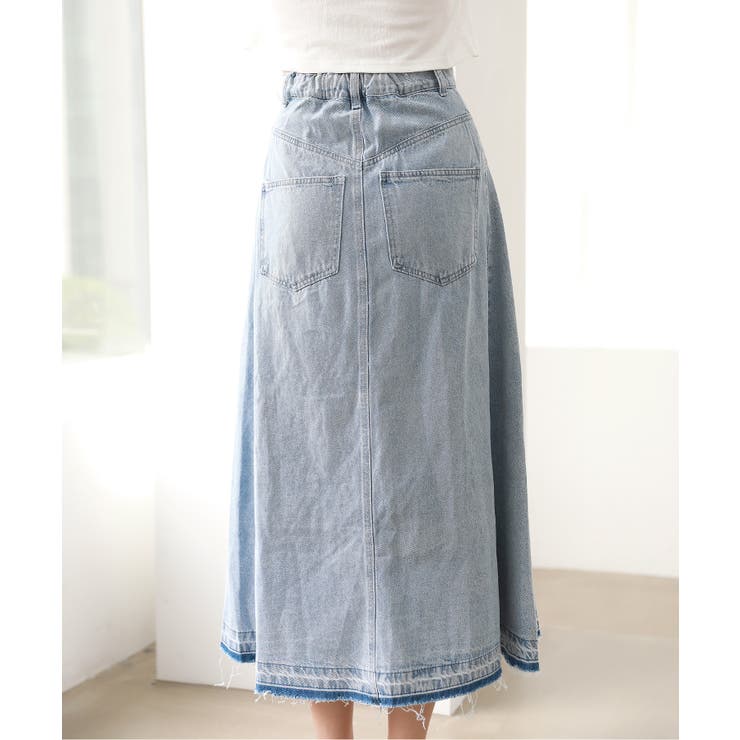 トレンディ ピンタック スリット デニム ロング スカート | by muni:r | 詳細画像5 