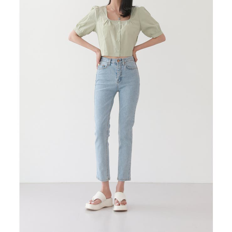 クロップ スクエアネック ブラウス | by muni:r | 詳細画像11 