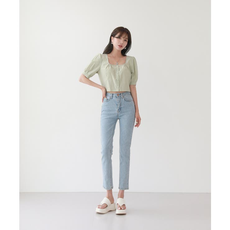 クロップ スクエアネック ブラウス | by muni:r | 詳細画像12 