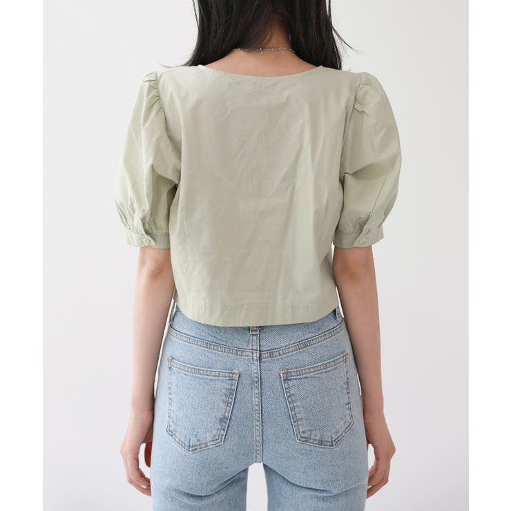 クロップ スクエアネック ブラウス | by muni:r | 詳細画像16 