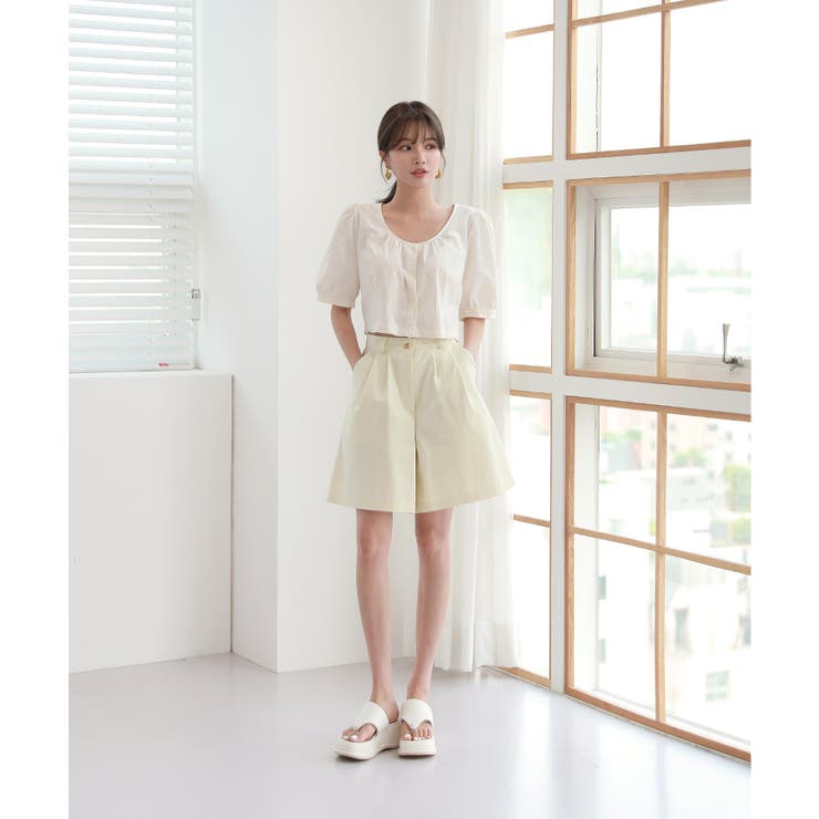 クロップ スクエアネック ブラウス | by muni:r | 詳細画像6 