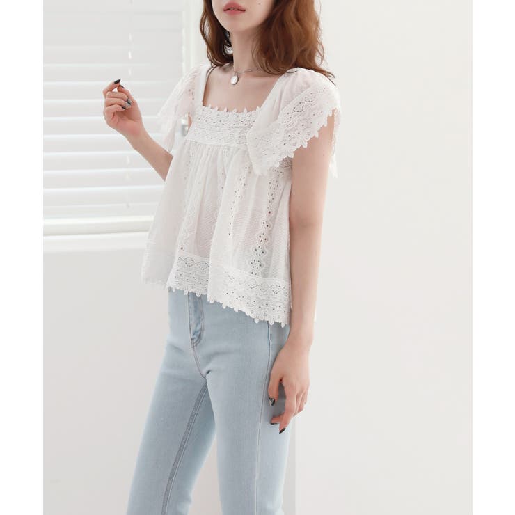 ラブリー パンチング レース ブラウス | by muni:r | 詳細画像3 