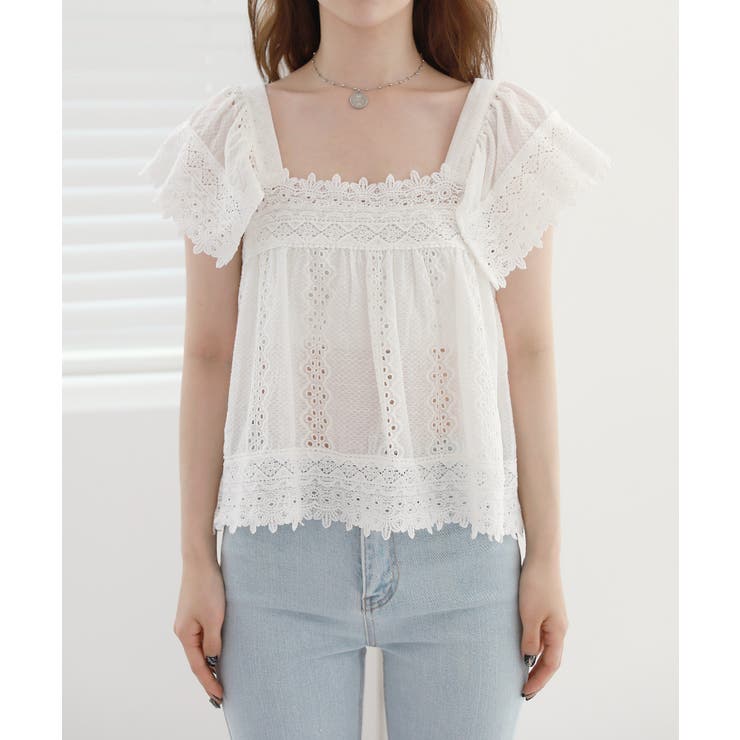 ラブリー パンチング レース ブラウス | by muni:r | 詳細画像4 