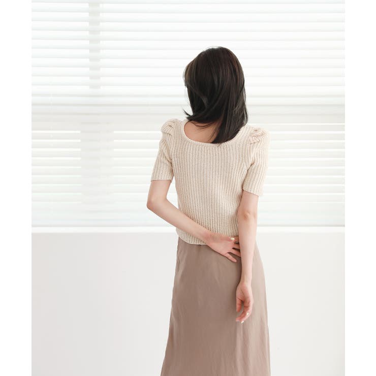 リブ セミ パフ カーディガン | by muni:r | 詳細画像10 