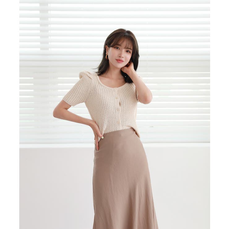 リブ セミ パフ カーディガン | by muni:r | 詳細画像11 