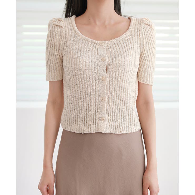 リブ セミ パフ カーディガン | by muni:r | 詳細画像15 