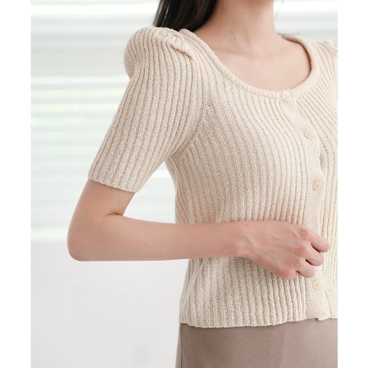 リブ セミ パフ カーディガン | by muni:r | 詳細画像16 