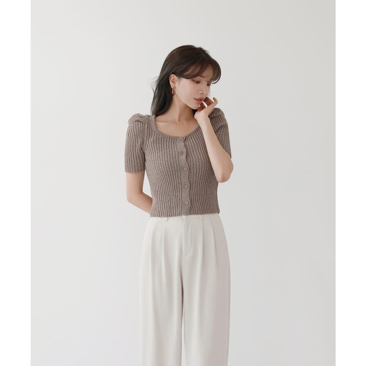 リブ セミ パフ カーディガン | by muni:r | 詳細画像2 