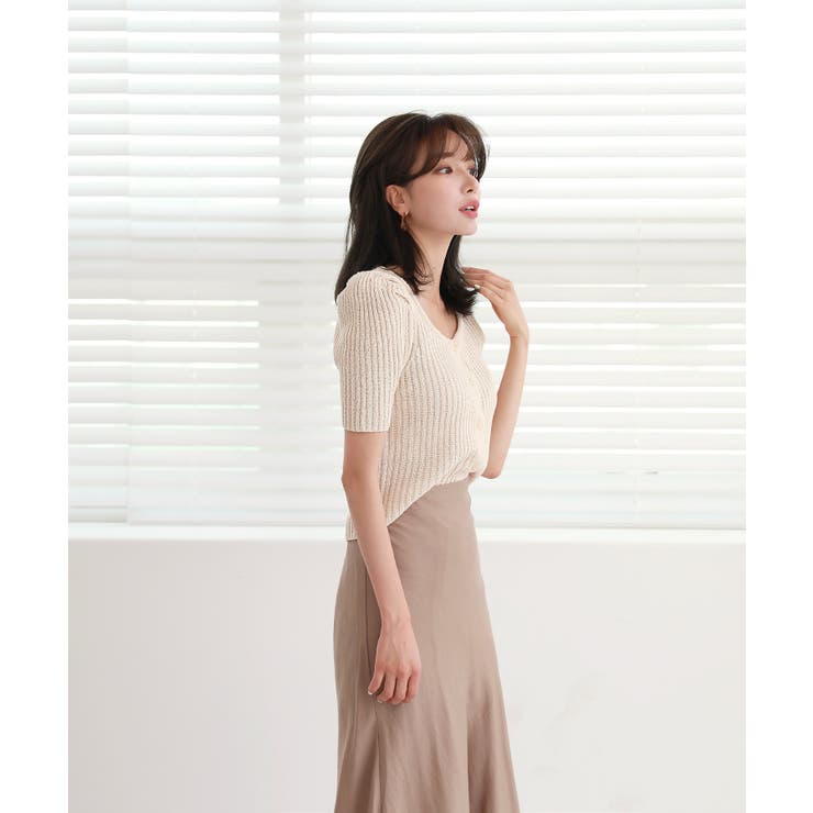 リブ セミ パフ カーディガン | by muni:r | 詳細画像9 