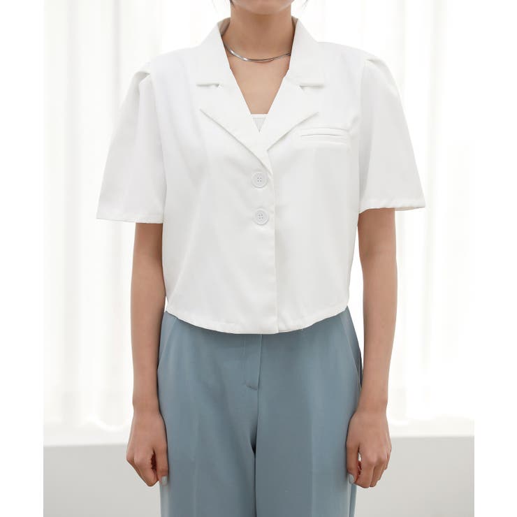 クロップ パフ 半袖 ジャケット ブラウス | by muni:r | 詳細画像7 